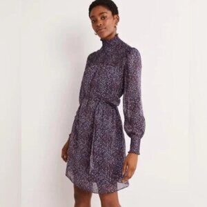 Boden Smocked Yoke Blue and Pink Floral Dress